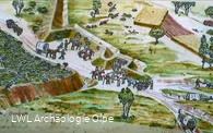 Die Zeichnung zeigt die Situation am Krombacher Schlag vor ca. 200 Jahren.