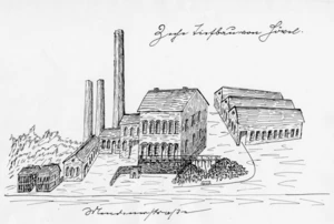 Federzeichnung der Schachtanlage Tiefbau von Hövel, Mendener Straße, um 1900 Stadtarchiv Iserlohn, KP-B 1-2 Graphische Sammlung